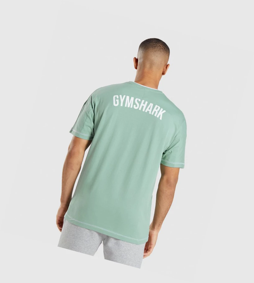 Camiseta Gymshark Recess Hombre Azules Blancos | WVKTLFU-23