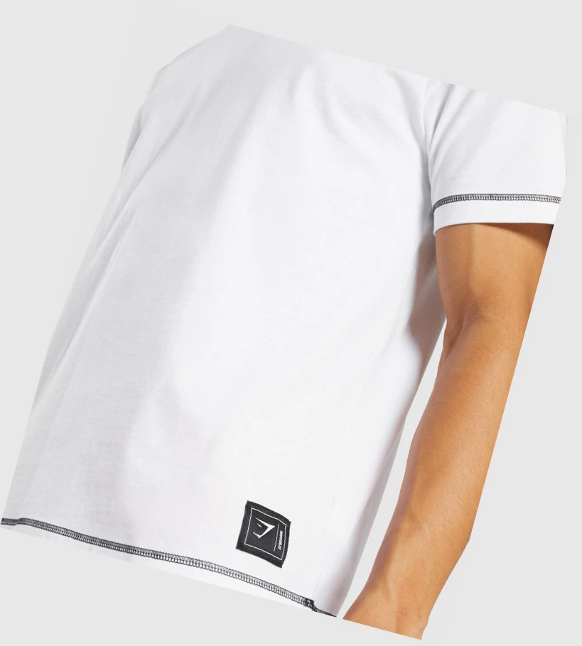 Camiseta Gymshark Recess Hombre Blancos | RQLGUYE-23