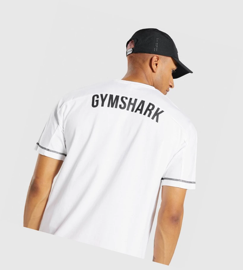 Camiseta Gymshark Recess Hombre Blancos | RQLGUYE-23