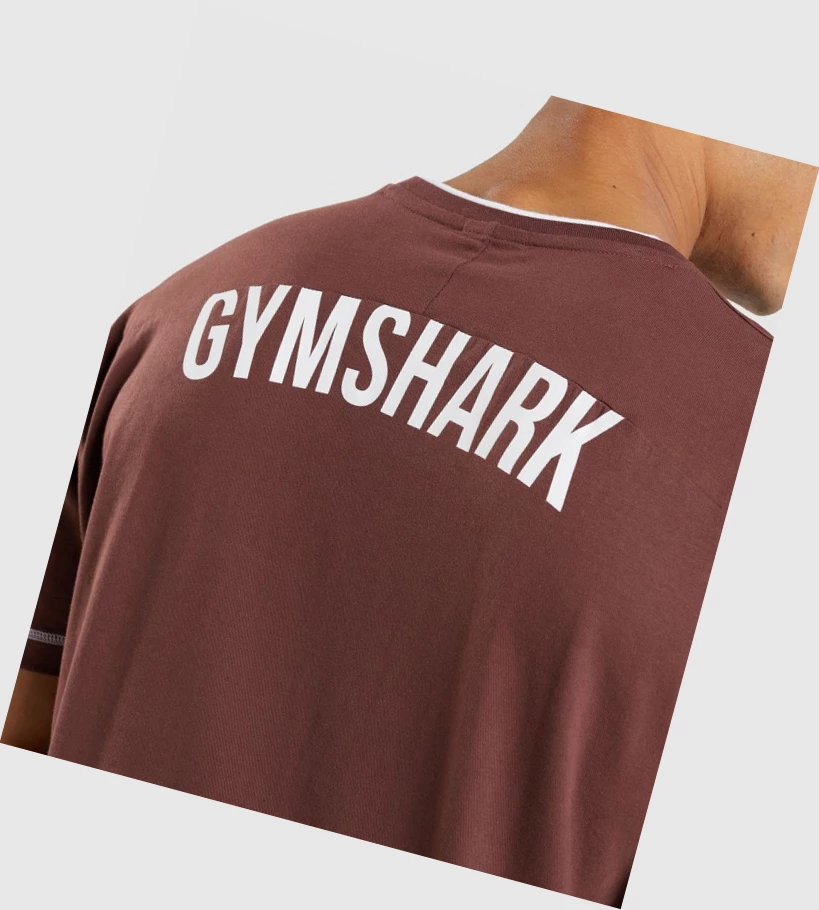 Camiseta Gymshark Recess Hombre Rosas Marrom Blancos | FDKTUAE-75