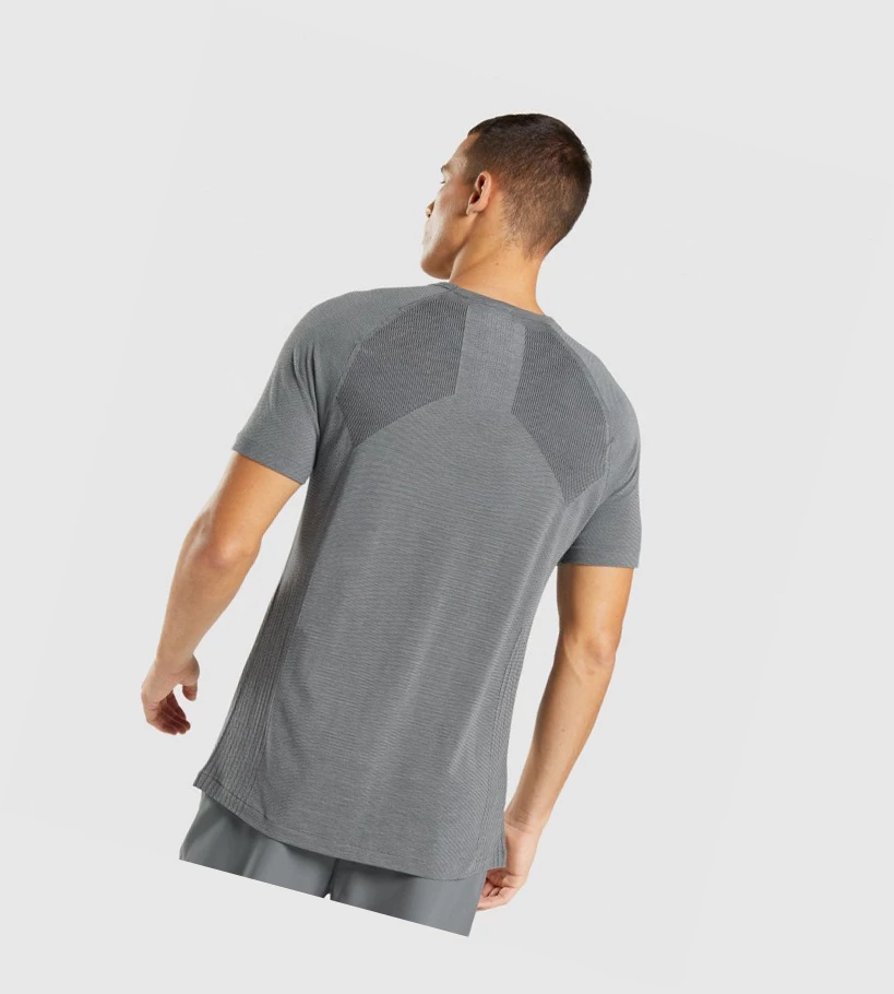 Camiseta Gymshark Retake Seamless Hombre Negros Grises | KQPAMBU-10