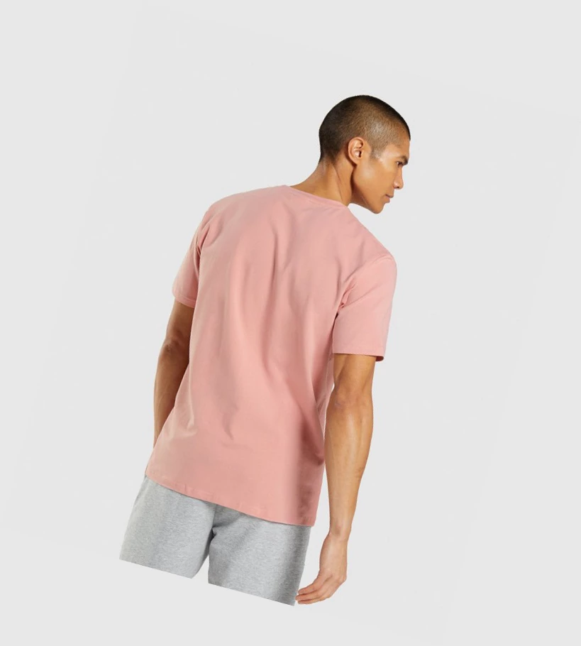 Camiseta Gymshark Sharkhead Infill Hombre Rosas | DNXFBEU-54