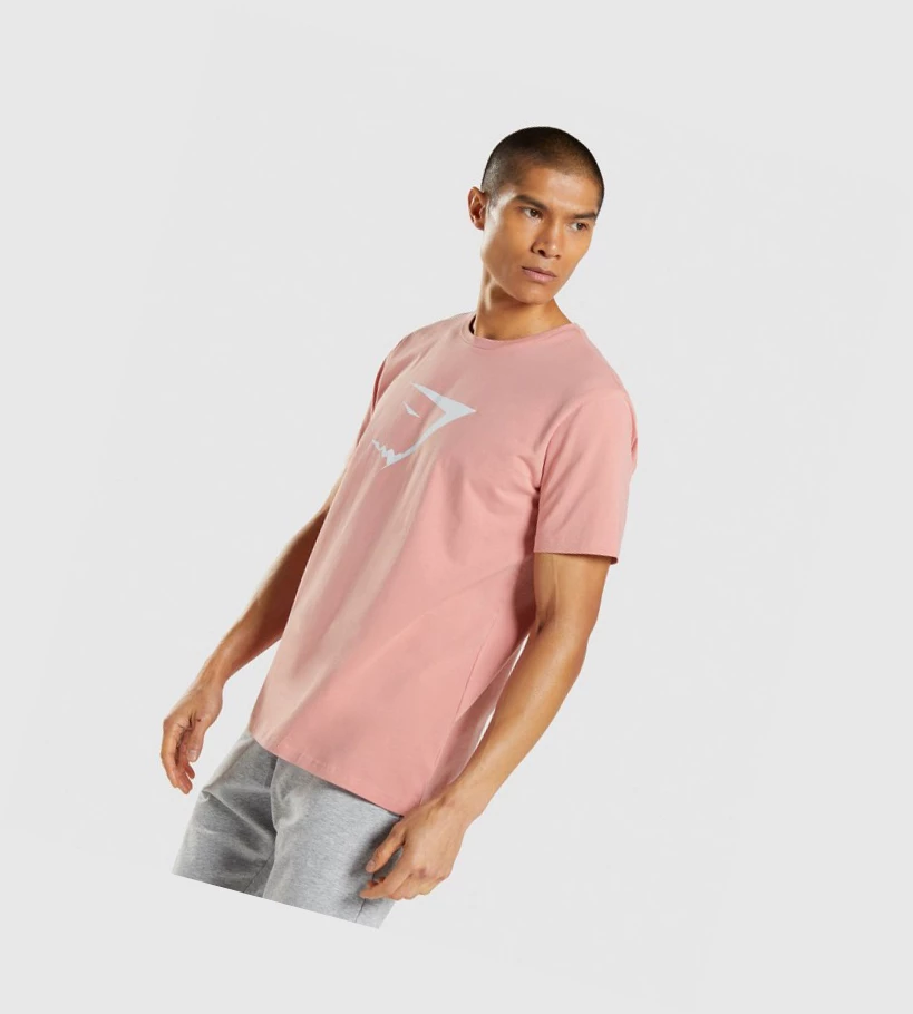 Camiseta Gymshark Sharkhead Infill Hombre Rosas | DNXFBEU-54