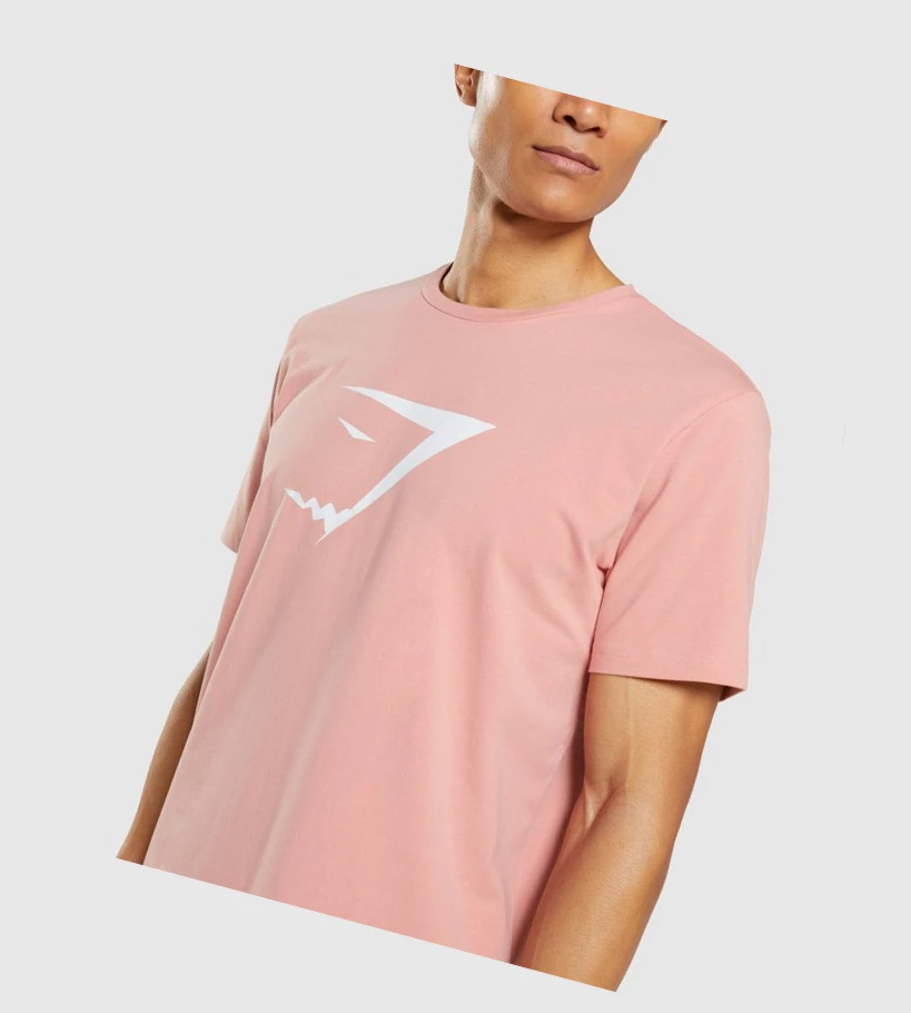 Camiseta Gymshark Sharkhead Infill Hombre Rosas | DNXFBEU-54