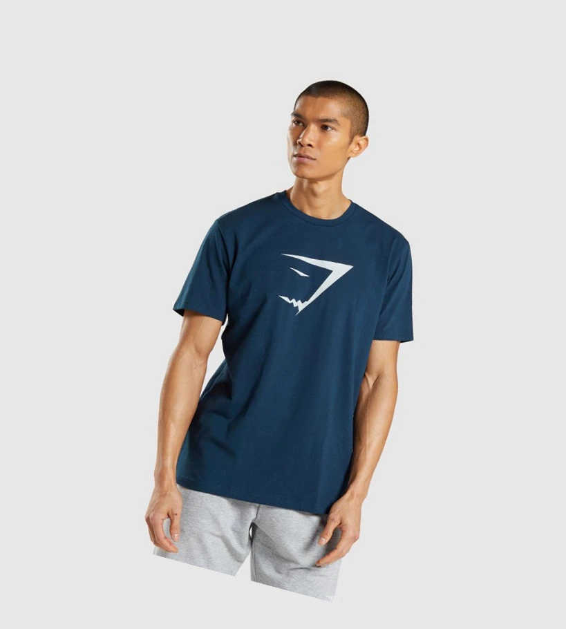 Camiseta Gymshark Sharkhead Infill Hombre Azul Marino | OZWLRUG-59