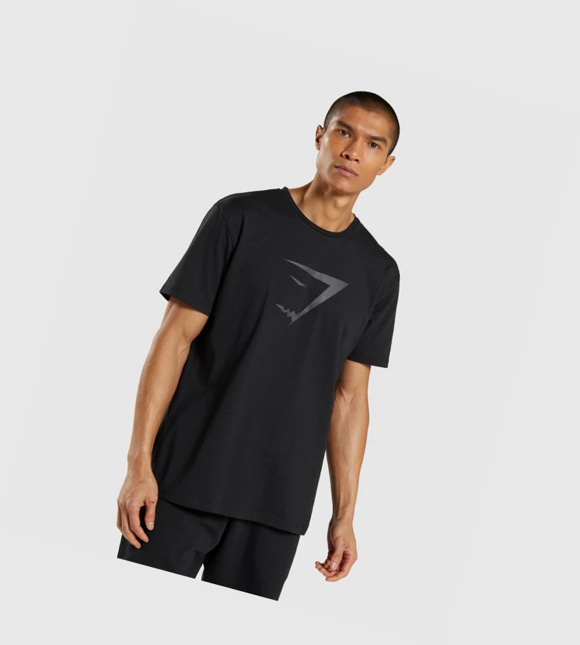 Camiseta Gymshark Sharkhead Infill Hombre Negros | RXVMEPF-64