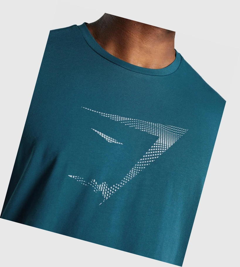 Camiseta Gymshark Sharkhead Infill Hombre Turquesa | TXKDSAC-92