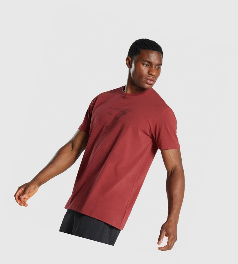 Camiseta Gymshark Sharkhead Infill Hombre Vino | WTGFXOY-78