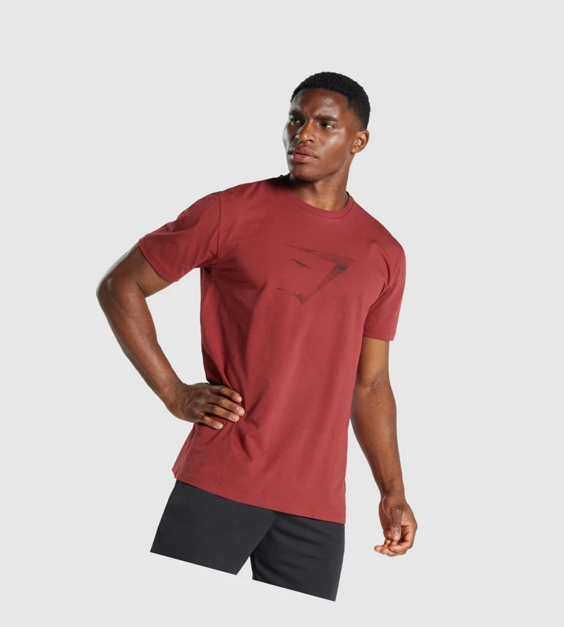 Camiseta Gymshark Sharkhead Infill Hombre Vino | WTGFXOY-78