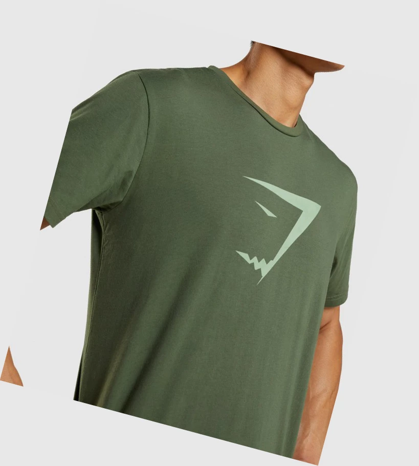 Camiseta Gymshark Sharkhead Infill Hombre Verdes | YIQXNJL-16