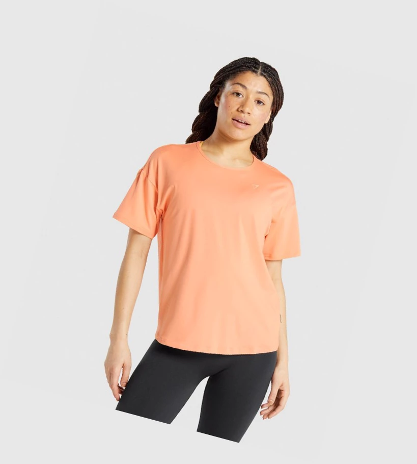 Camiseta Gymshark Studio Mujer Coral | HTJXUNZ-96