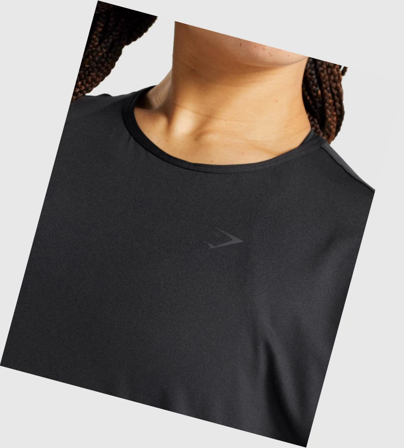 Camiseta Gymshark Studio Mujer Negros | DQTXISB-06