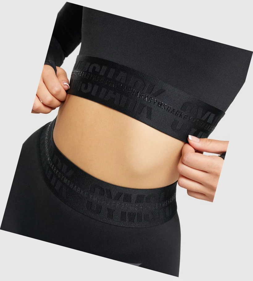 Camiseta Gymshark Vision Crop Top Mujer Negros | GDOKLFH-21