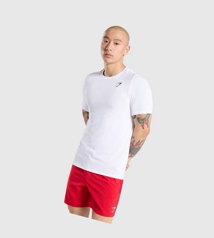 Camiseta Gymshark Vital Hombre Blancos | ITKANRJ-60