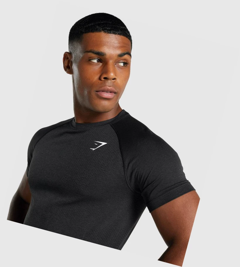 Camiseta Gymshark Vital Light seamless Hombre Negros | KVSGFOJ-04