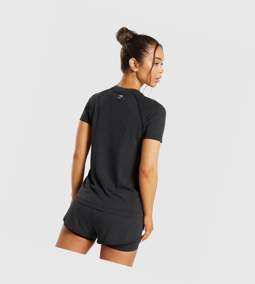 Camiseta Gymshark Vital Seamless 2.0 Light Mujer Negros | RVSQNWI-93