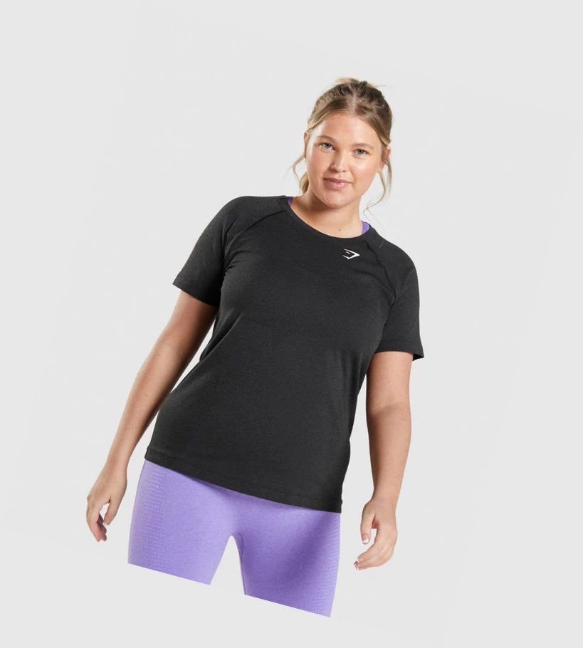 Camiseta Gymshark Vital Seamless 2.0 Light Mujer Negros | RVSQNWI-93