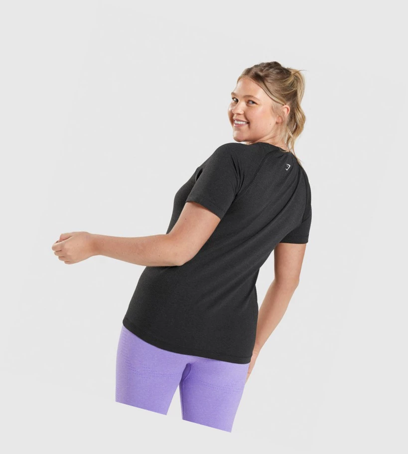 Camiseta Gymshark Vital Seamless 2.0 Light Mujer Negros | RVSQNWI-93