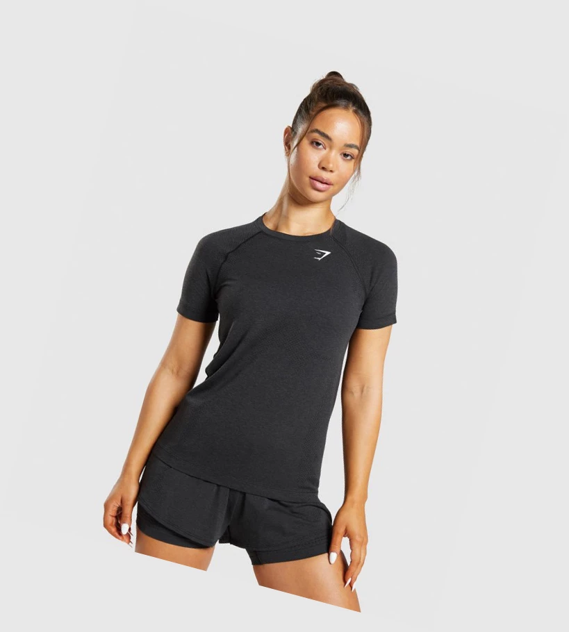 Camiseta Gymshark Vital Seamless 2.0 Light Mujer Negros | RVSQNWI-93