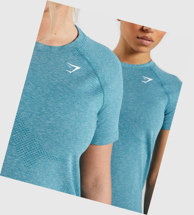 Camiseta Gymshark Vital Seamless 2.0 Light Mujer Turquesa | XJTBMRF-98