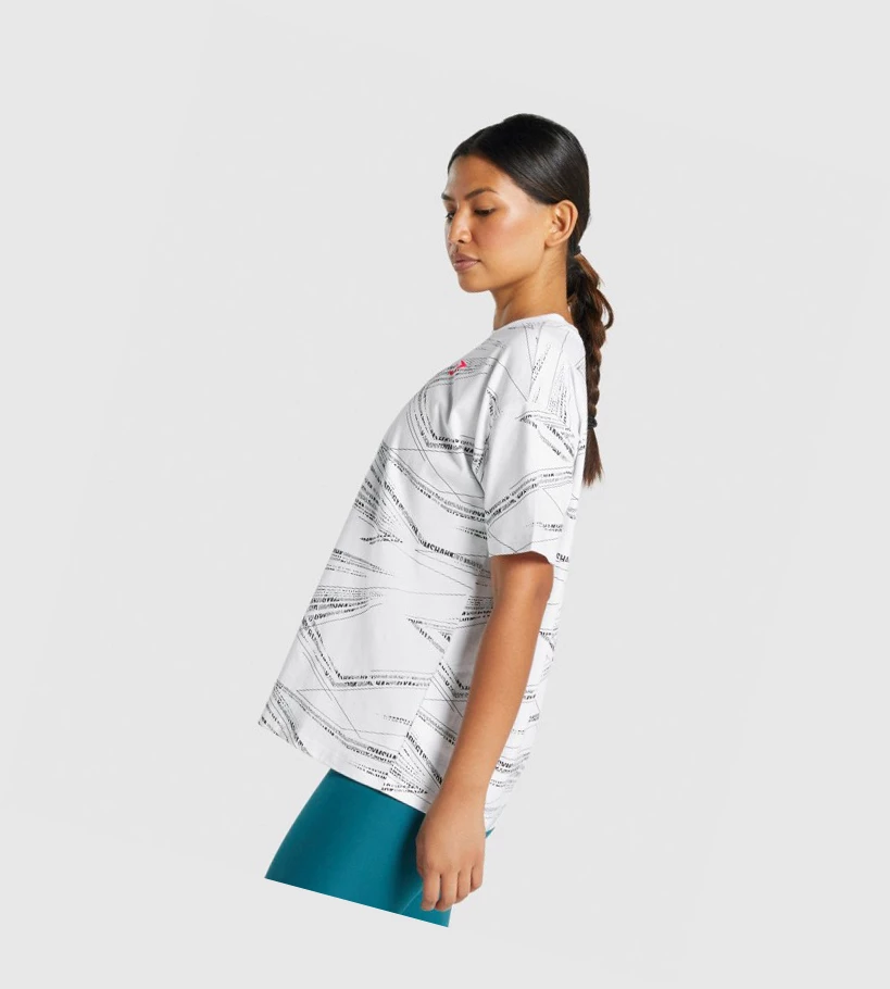 Camiseta Gymshark Zone Estampados Mujer Blancos Negros | DSMRHXL-07