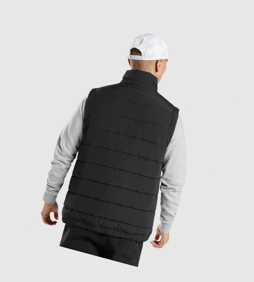 Chaquetas Gymshark Crest Puffer Vest Hombre Negros | OZYAESK-47