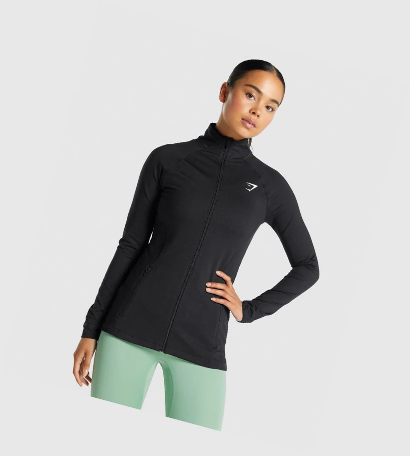 Chaquetas Gymshark Entrenamiento Zip Up Mujer Negros | DQHOCJS-20