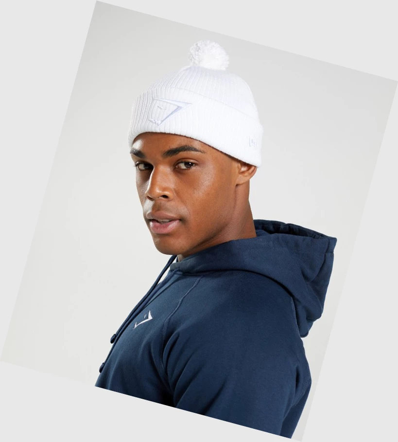 Headwear Gymshark New Era Mini Pom Hombre Blancos | GNZHDIF-31