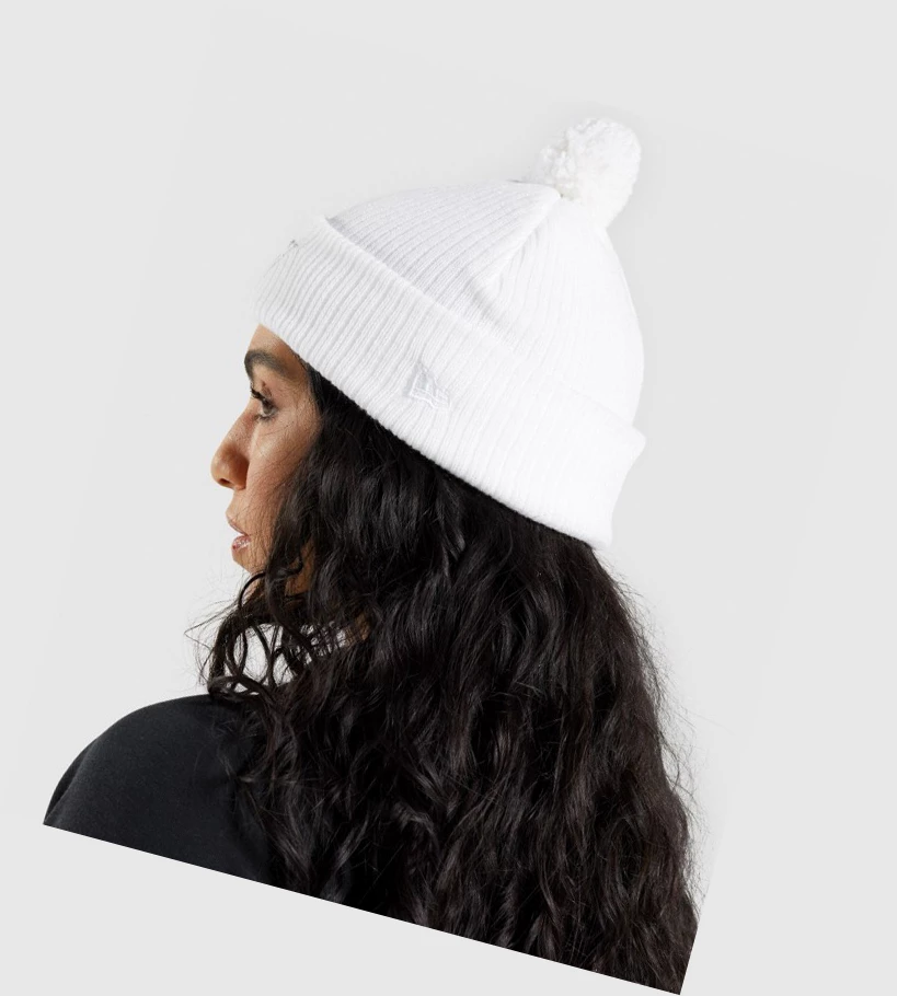 Headwear Gymshark New Era Mini Pom Hombre Blancos | GNZHDIF-31