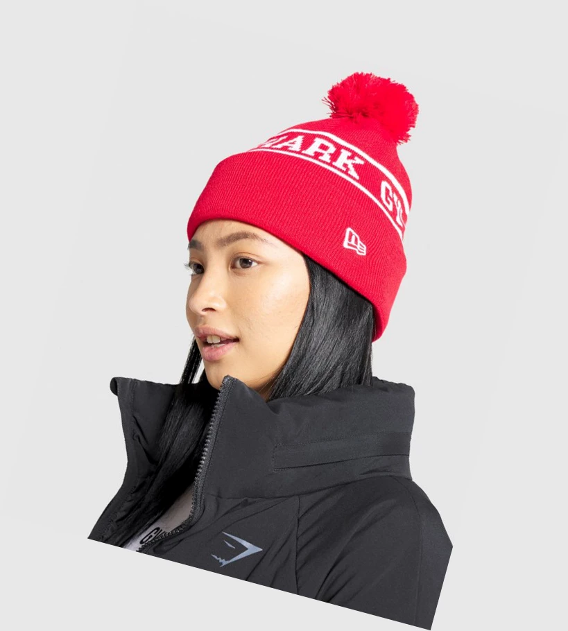 Headwear Gymshark New Era Tab Beanie Mujer Rojos | CRVTWSG-70