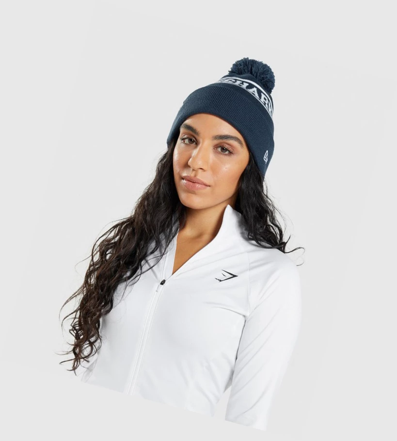 Headwear Gymshark New Era Tab Beanie Mujer Azules | QEKXSRT-57