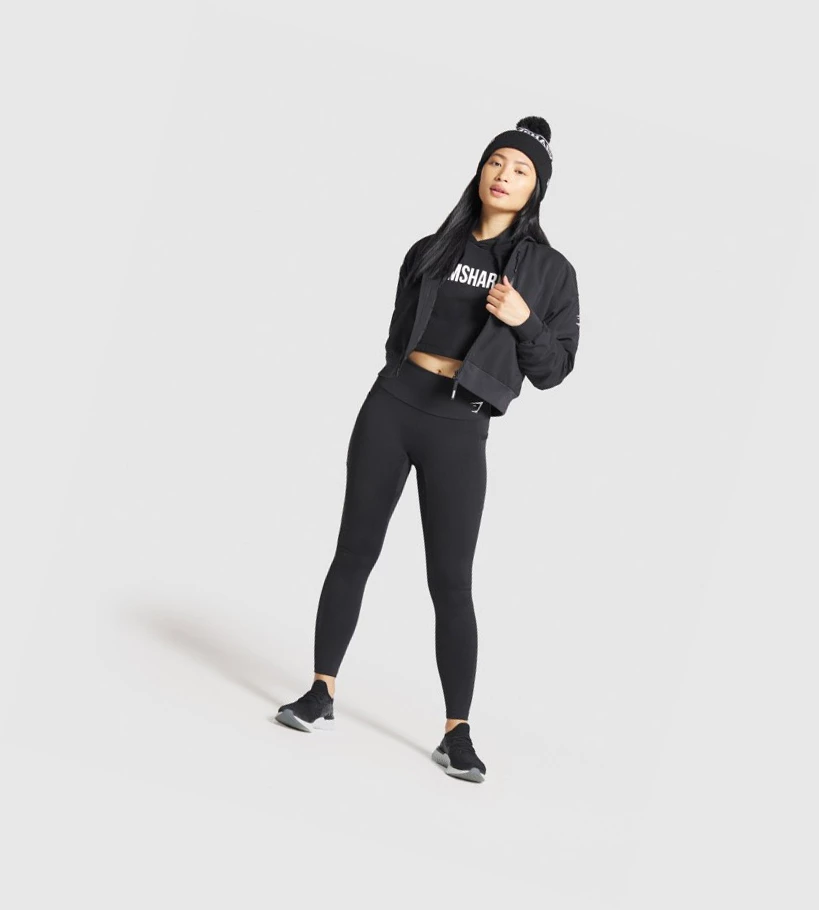 Headwear Gymshark New Era Tab Beanie Mujer Negros | UHZKXYN-72