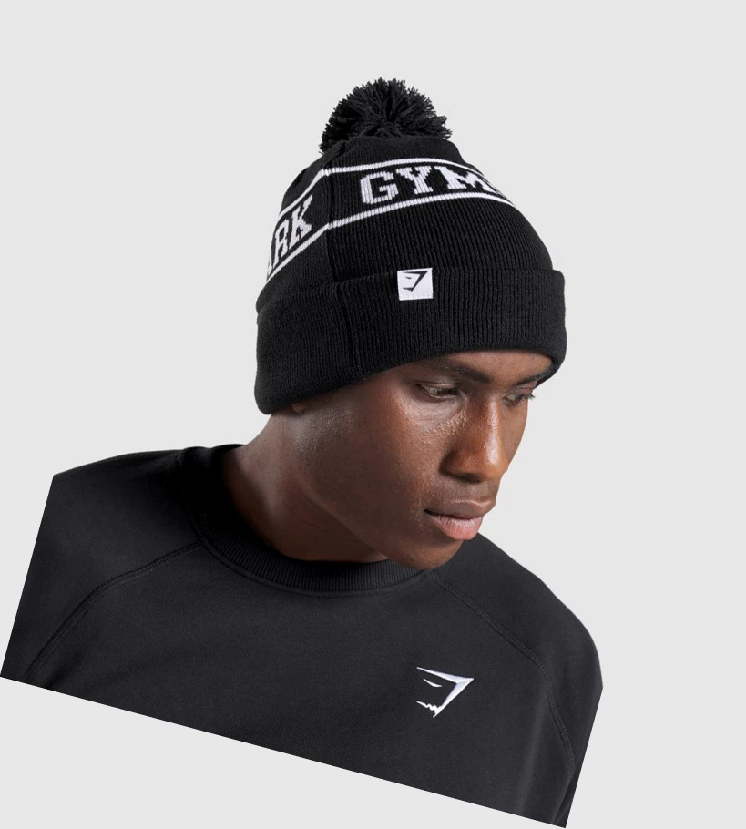 Headwear Gymshark New Era Tab Beanie Mujer Negros | UHZKXYN-72