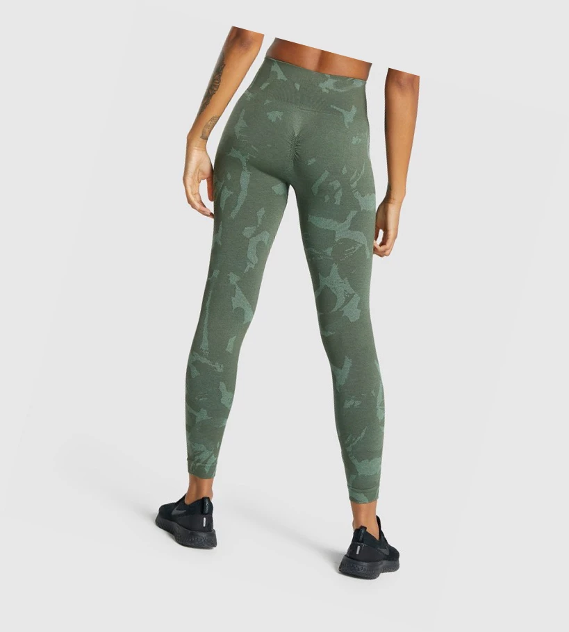 Leggins Gymshark Adapt Camo Seamless High Waisted Mujer Verdes | YZAFCUK-35