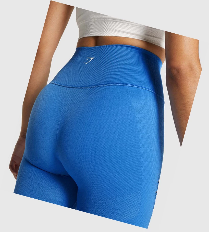 Leggins Gymshark Energy Seamless Cropped High Waisted Mujer Azules | CMGPHET-57