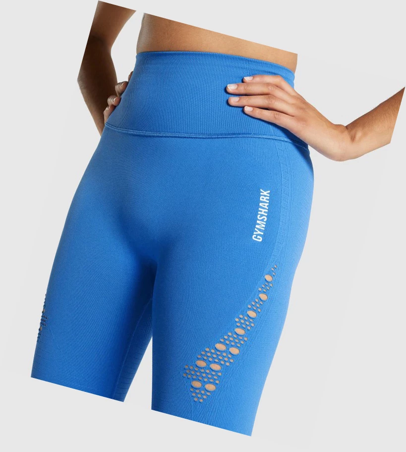 Leggins Gymshark Energy Seamless Cropped High Waisted Mujer Azules | CMGPHET-57