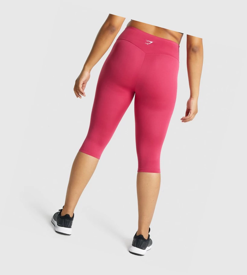 Leggins Gymshark Entrenamiento Cropped High Waisted Mujer Rosas | CRTBENQ-26