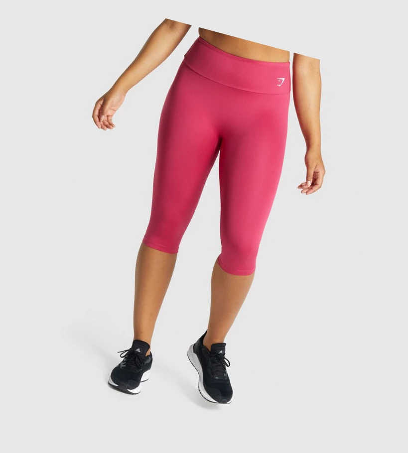 Leggins Gymshark Entrenamiento Cropped High Waisted Mujer Rosas | CRTBENQ-26