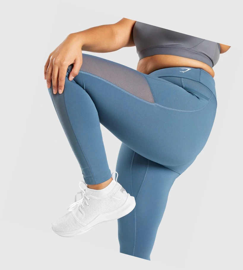 Leggins Gymshark Entrenamiento Mesh Pocket High Waisted Mujer Turquesa | IWJVOHX-63