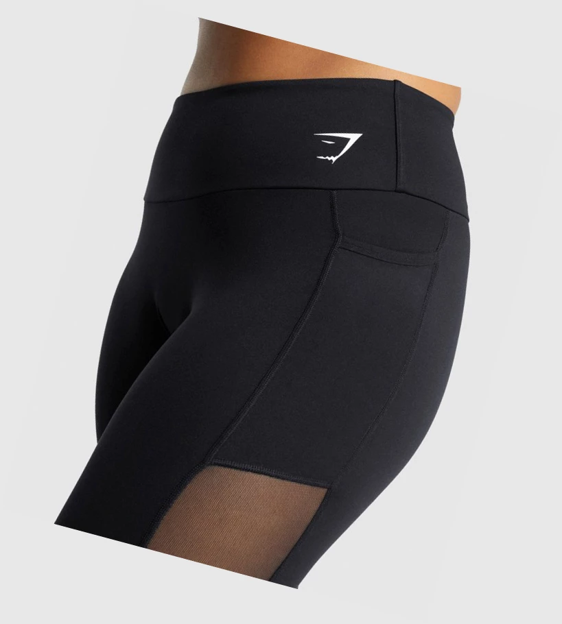 Leggins Gymshark Entrenamiento Mesh Pocket High Waisted Mujer Negros | KEMVQYT-91