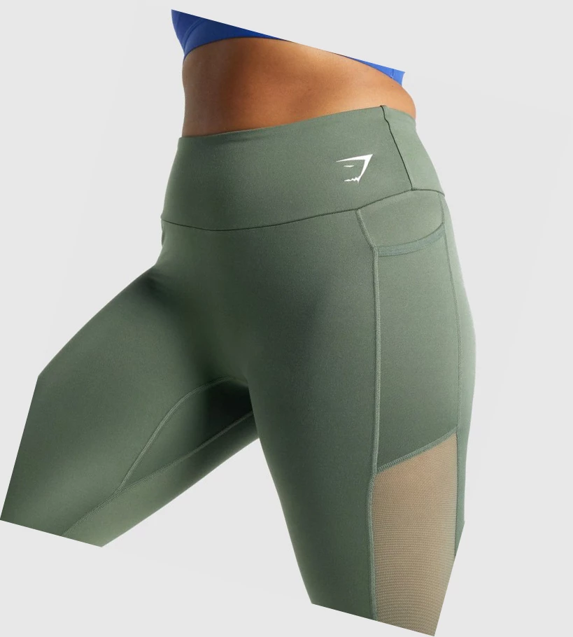 Leggins Gymshark Entrenamiento Mesh Pocket High Waisted Mujer Verdes | KESIRMW-74