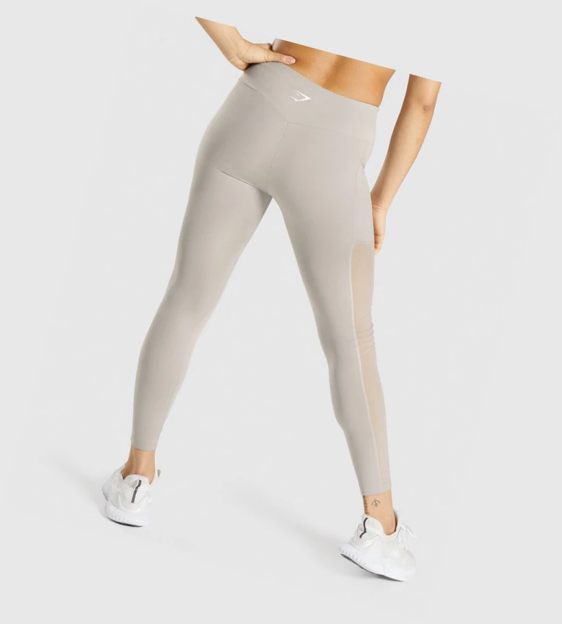 Leggins Gymshark Entrenamiento Mesh Pocket High Waisted Mujer Grises | KFOVMTC-93