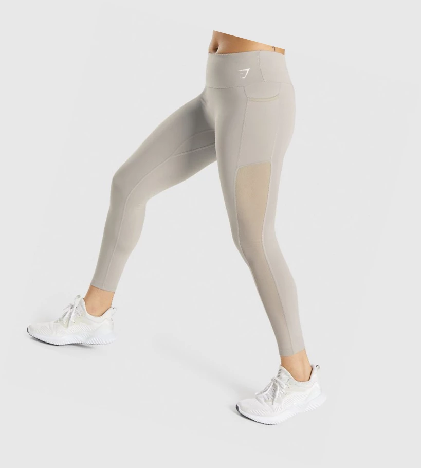 Leggins Gymshark Entrenamiento Mesh Pocket High Waisted Mujer Grises | KFOVMTC-93