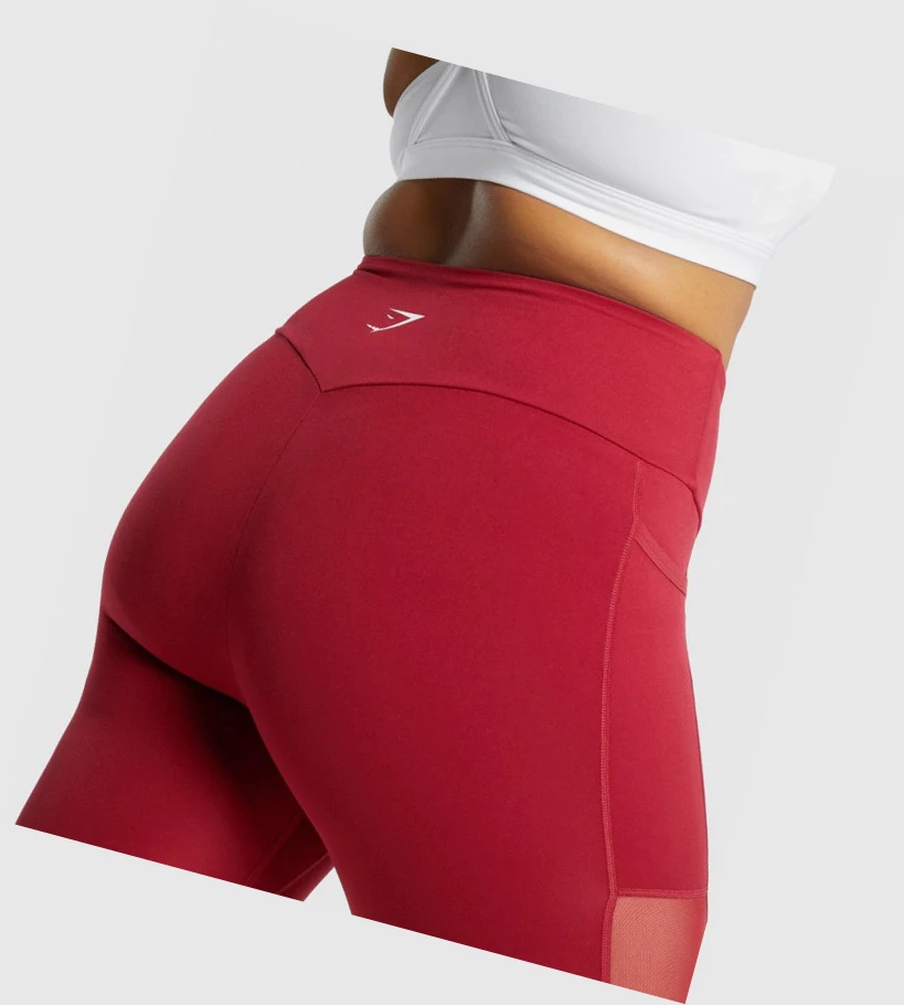 Leggins Gymshark Entrenamiento Mesh Pocket High Waisted Mujer Vino | XTYCIHN-69