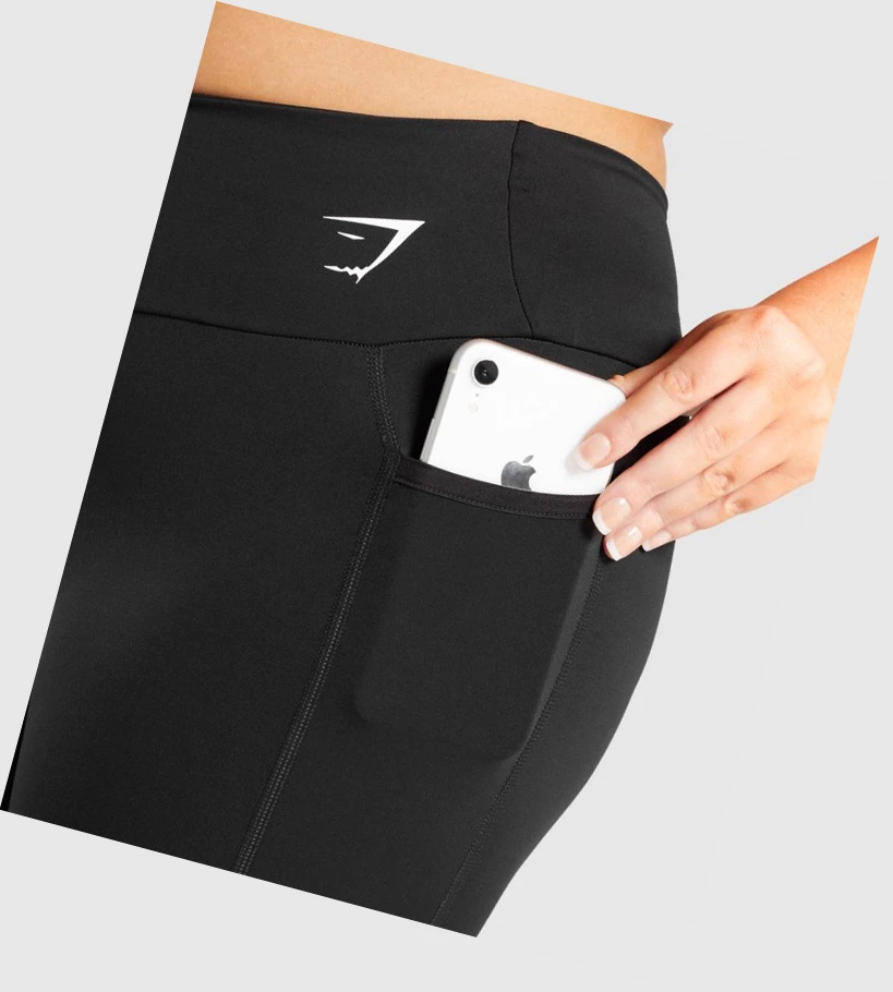 Leggins Gymshark Entrenamiento Mesh Pocket High Waisted Mujer Negros | ZXBQKNH-71