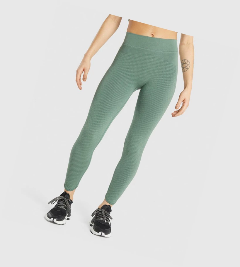 Leggins Gymshark Pause Seamless High Waisted Mujer Verdes | WLGXYUF-08