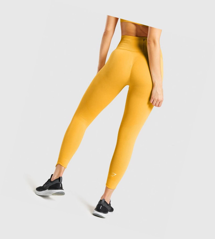 Leggins Gymshark Vital Rise Seamless High Waisted Mujer Amarillos | QWTCNYD-76