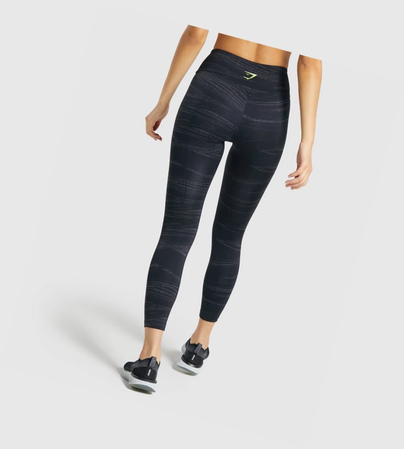 Leggins Gymshark Zone Estampados High Waisted Mujer Negros Grises | EZFVXTN-21