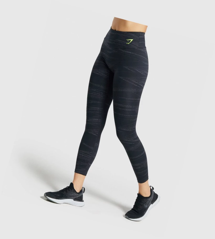 Leggins Gymshark Zone Estampados High Waisted Mujer Negros Grises | EZFVXTN-21