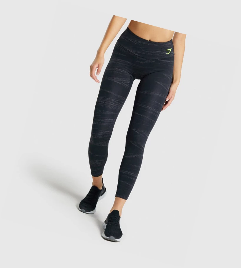 Leggins Gymshark Zone Estampados High Waisted Mujer Negros Grises | EZFVXTN-21